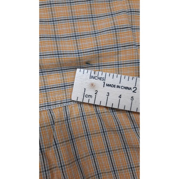 Carhartt Large Mens Yellow Plaid Short Sleeve Pockets Cotton Button Down Shirt - Picture 7 of 7